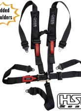 HSP Seats 5 Point Racing Harness 3 In Wide Latch Link Wrap or Bolt Mounting Padded Shoulders Black                                     - SB33LLSFIB-JJHX - Image 3